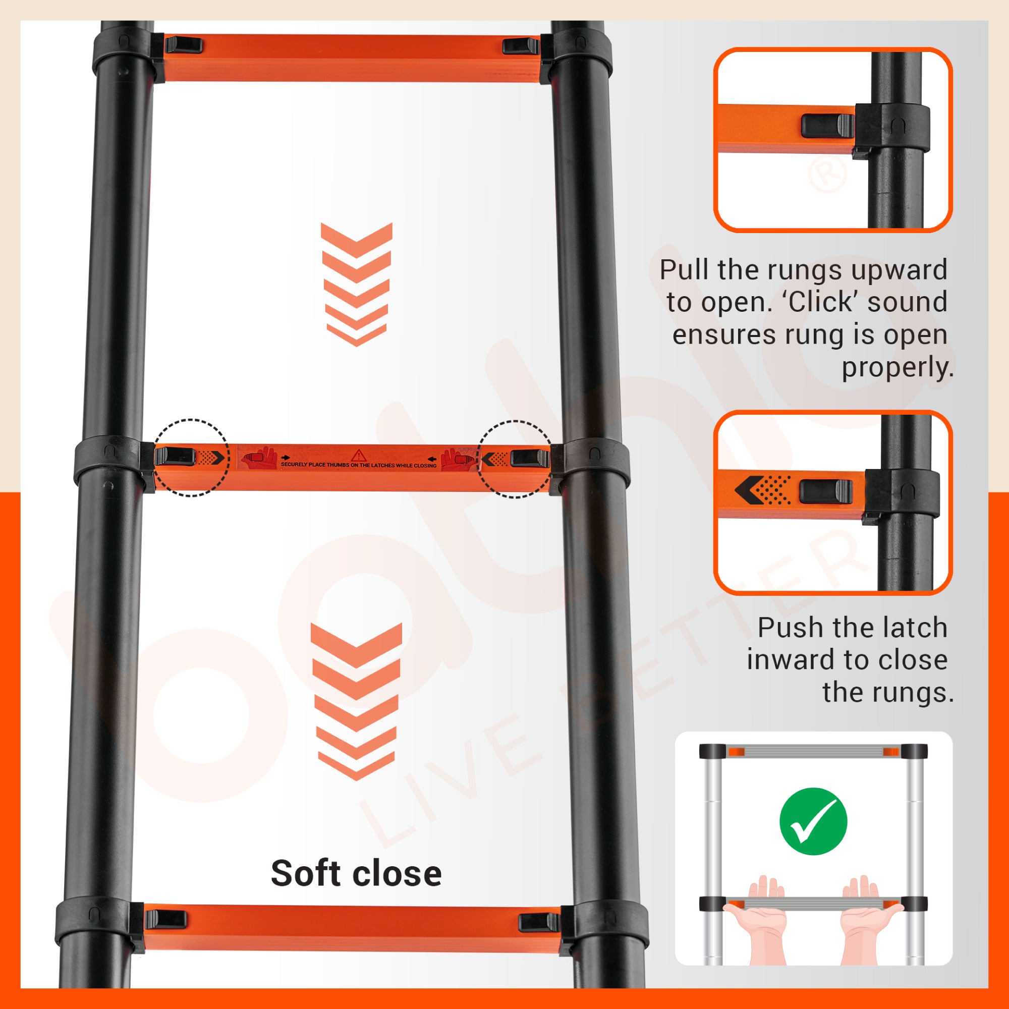 Bathla 16.5 Ft A-Type Foldable Steel Telescopic Ladder with Support Wheels | Portable, Compact & Multipurpose Ladder for Home, Industrial and Outdoor Use