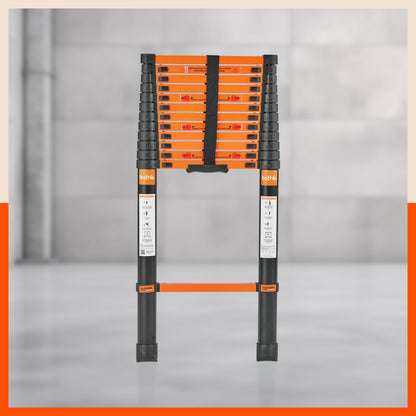 Bathla 16.5 ft Steel Telescopic Ladder | Portable & Compact | Foldable Multipurpose Step Ladder for Home & Outdoor use