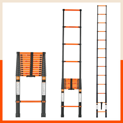 Bathla 16.5 ft Steel Telescopic Ladder | Portable & Compact | Foldable Multipurpose Step Ladder for Home & Outdoor use