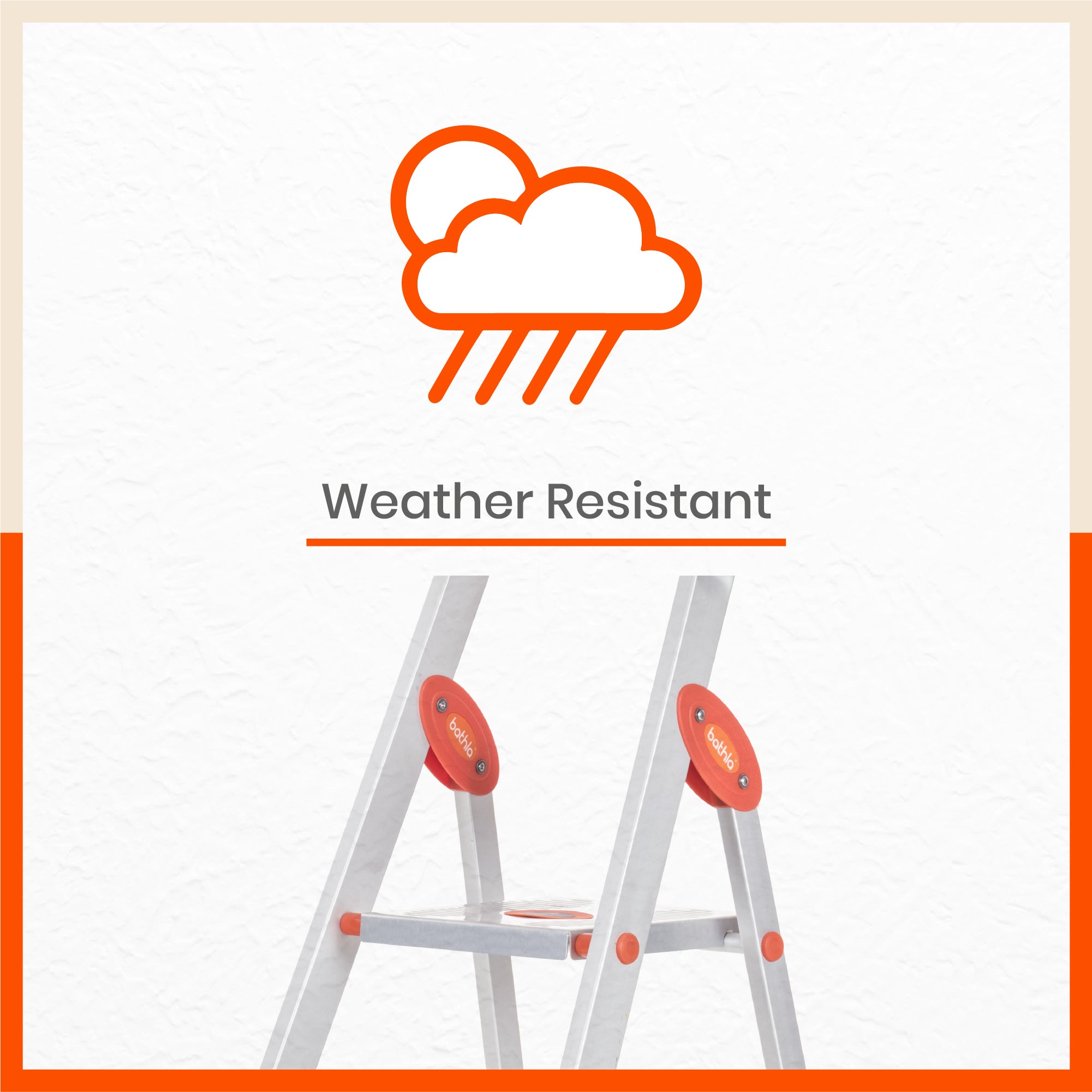 Bathla Prime 4 - Step Aluminium Ladder for Home with Multi Utility Support Handle - Orange