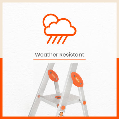 Bathla Elevate 3-Step Foldable Aluminium Ladder For Home with Tool Tray (Orange)