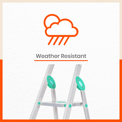 Bathla Prime 3 - Step Aluminium Ladder for Home with Multi Utility Support Handle - Teal