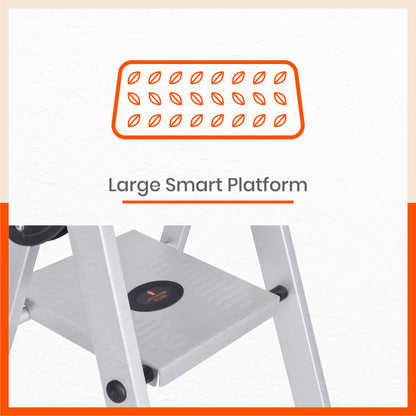 Bathla Prime 4 - Step Aluminium Ladder for Home with Multi Utility Support Handle - Black