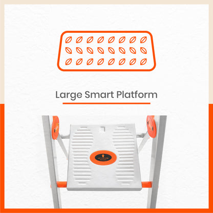 Bathla Elevate 4-Step Foldable Aluminium Ladder For Home with Tool Tray (Orange)