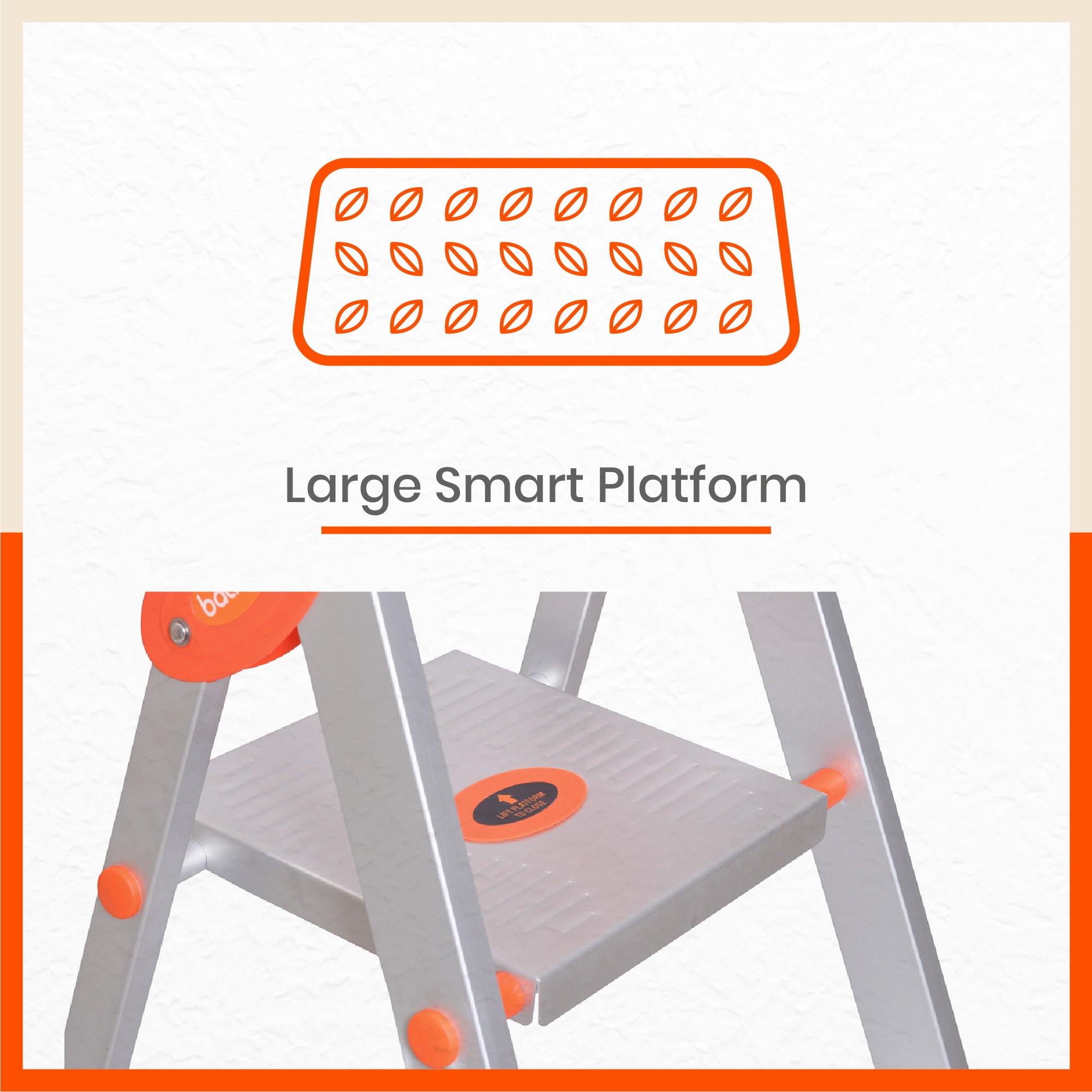 Bathla Prime 4 - Step Aluminium Ladder for Home with Multi Utility Support Handle - Orange