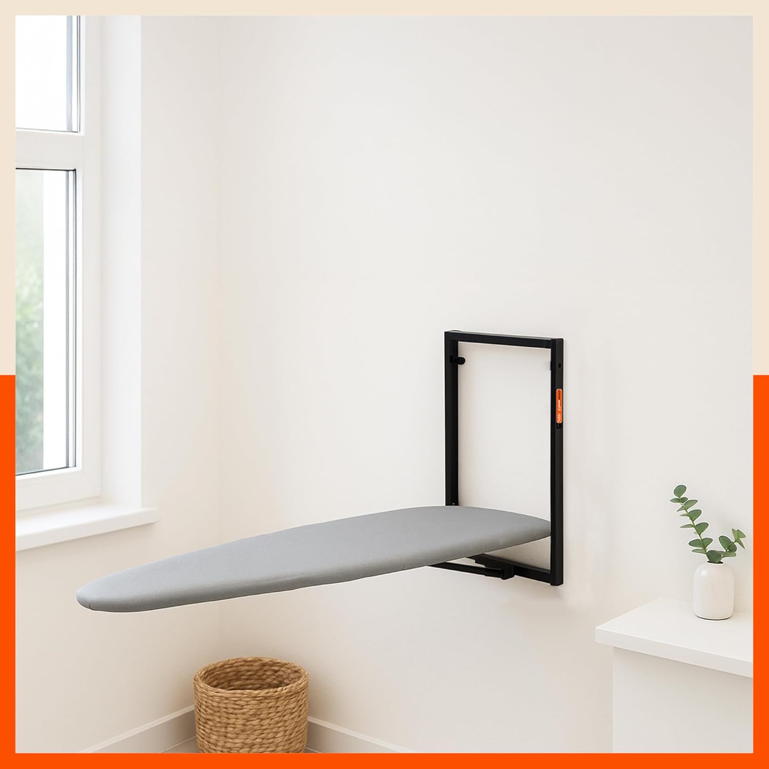 Bathla X-Pres Vault Wall Mount Ironing Table/Board | Space-Saving & Foldable Mechanism | Black | DIY Assembly | Easy-Release Lever, Removable Cotton Cover & Mounting Hardware