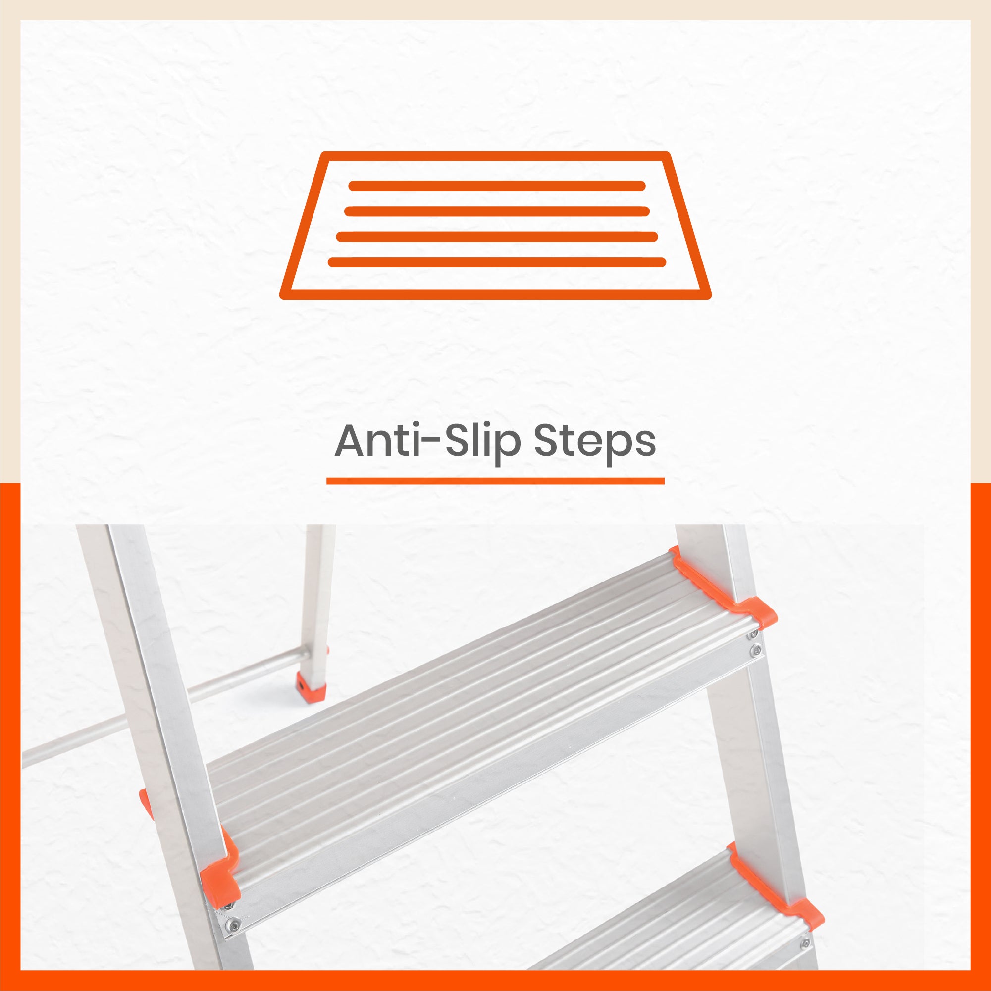 Bathla Elevate 7-Step Foldable Aluminium Ladder For Home with Tool Tray (Orange)