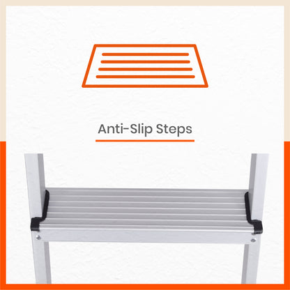 Bathla Prime 4 - Step Aluminium Ladder for Home with Multi Utility Support Handle - Black