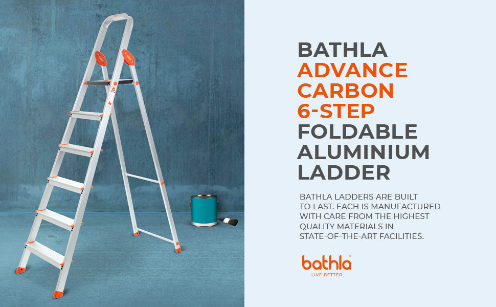 6 Step foldable aluminium ladder Bathla Advance Carbon Bathla Home