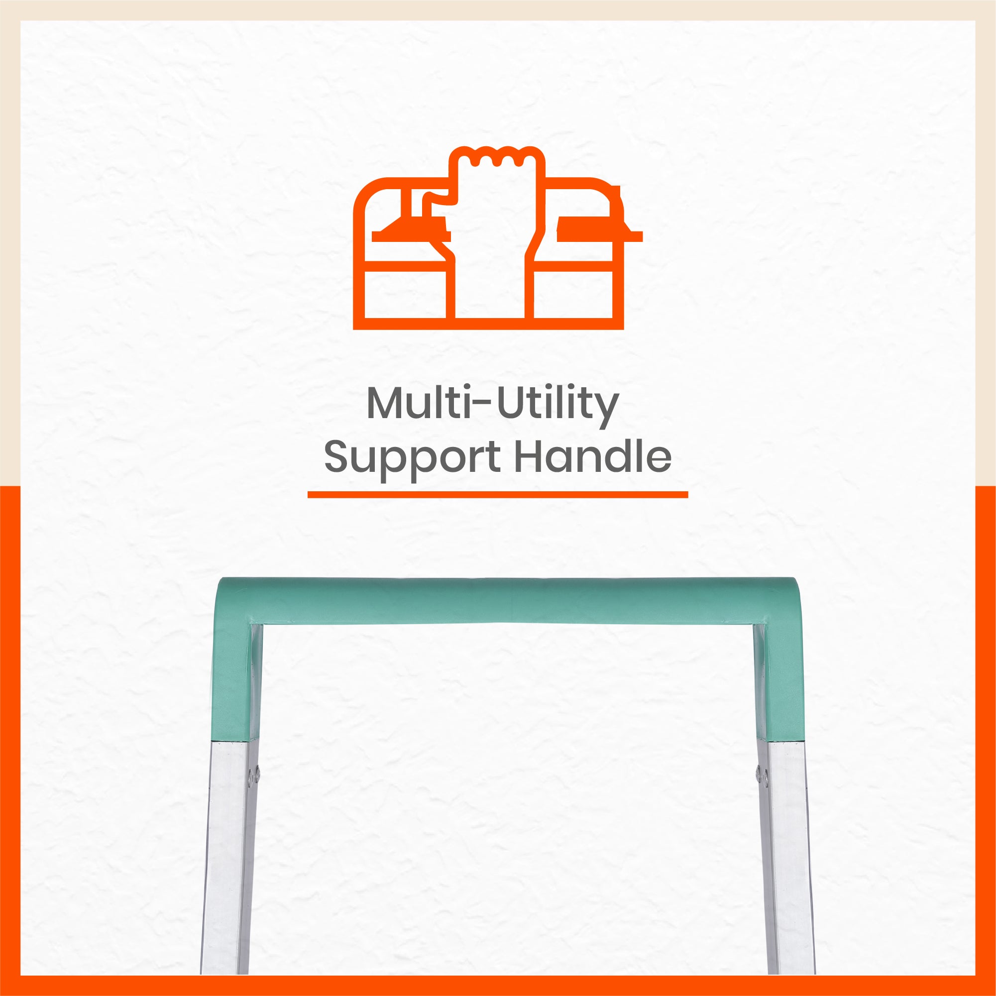 Bathla Prime 3 - Step Aluminium Ladder for Home with Multi Utility Support Handle - Teal