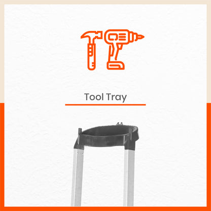 Bathla Elevate 7-Step Foldable Aluminium Ladder For Home with Tool Tray (Black)