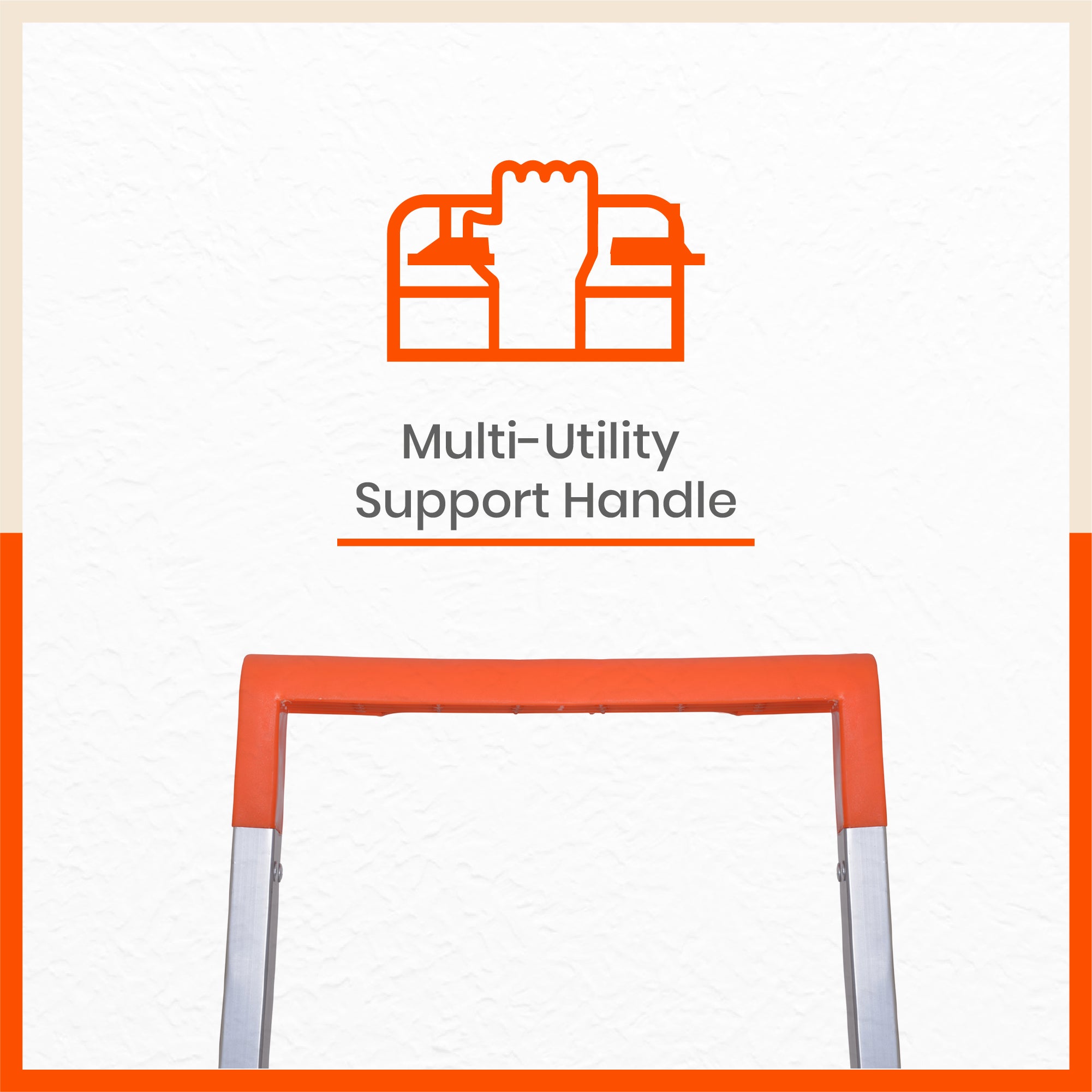 Bathla Prime 4 - Step Aluminium Ladder for Home with Multi Utility Support Handle - Orange