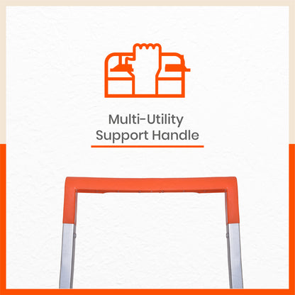Bathla Prime 4 - Step Aluminium Ladder for Home with Multi Utility Support Handle - Orange