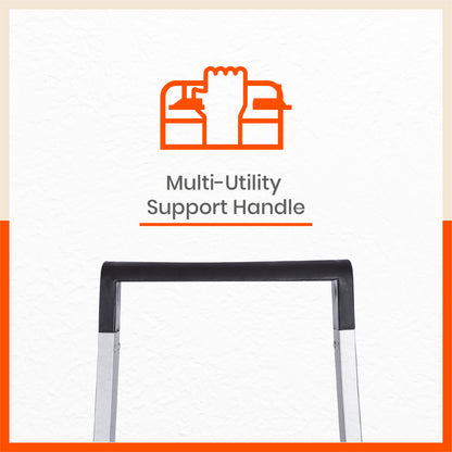 Bathla Prime 4 - Step Aluminium Ladder for Home with Multi Utility Support Handle - Black