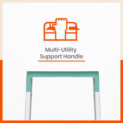 Bathla Prime 4 - Step Aluminium Ladder for Home with Multi Utility Support Handle - Teal
