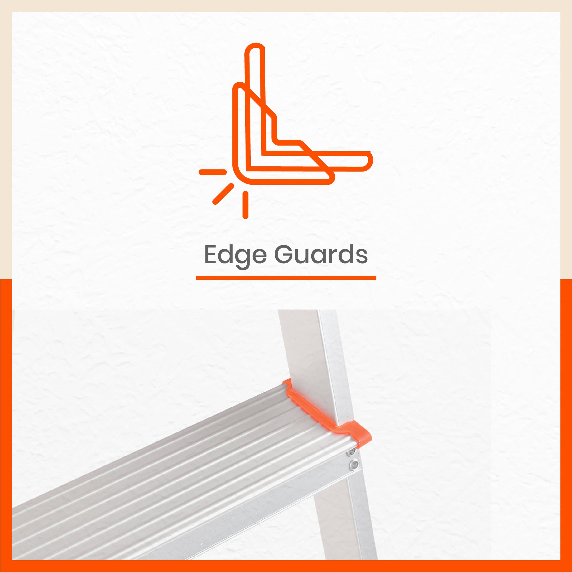 Bathla Elevate 5-Step Foldable Aluminium Ladder For Home with Tool Tray (Orange)