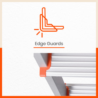 Bathla Prime 4 - Step Aluminium Ladder for Home with Multi Utility Support Handle - Orange