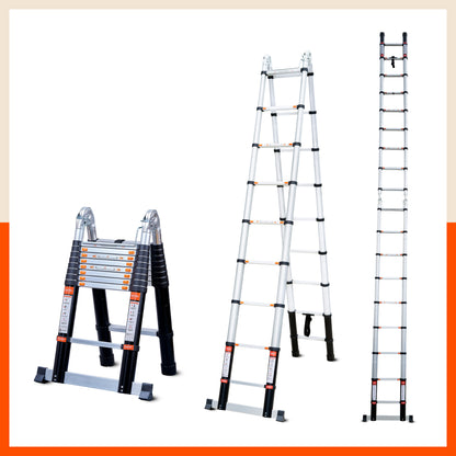 Bathla 18.5 ft A-Type Foldable Aluminium Telescopic Ladder | Portable & Compact | EN131 Certified with 2-Year Warranty | Multi-Purpose Ladder for Home, Industrial & Outdoor Use