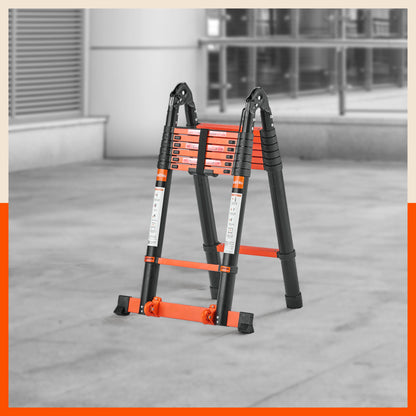 Bathla 18.5 Ft A-Type Foldable Steel Telescopic Ladder with Support Wheels | Portable, Compact & Multipurpose Ladder for Home, Industrial and Outdoor Use