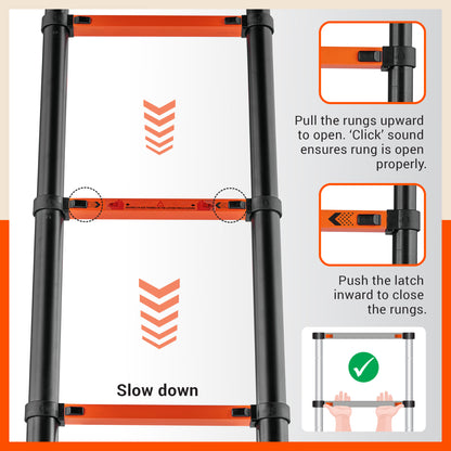 Bathla 18.5 Ft A-Type Foldable Steel Telescopic Ladder with Support Wheels | Portable, Compact & Multipurpose Ladder for Home, Industrial and Outdoor Use
