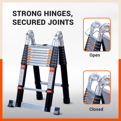 Bathla X-TEND 20.5 ft A-Type Foldable Aluminium Telescopic Ladder | Made in India (18 Step - 6.3 Mtr)