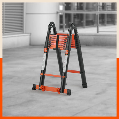 Bathla 20.5 Ft A-Type Foldable Steel Telescopic Ladder with Support Wheels | Portable, Compact & Multipurpose Ladder for Home, Industrial and Outdoor Use