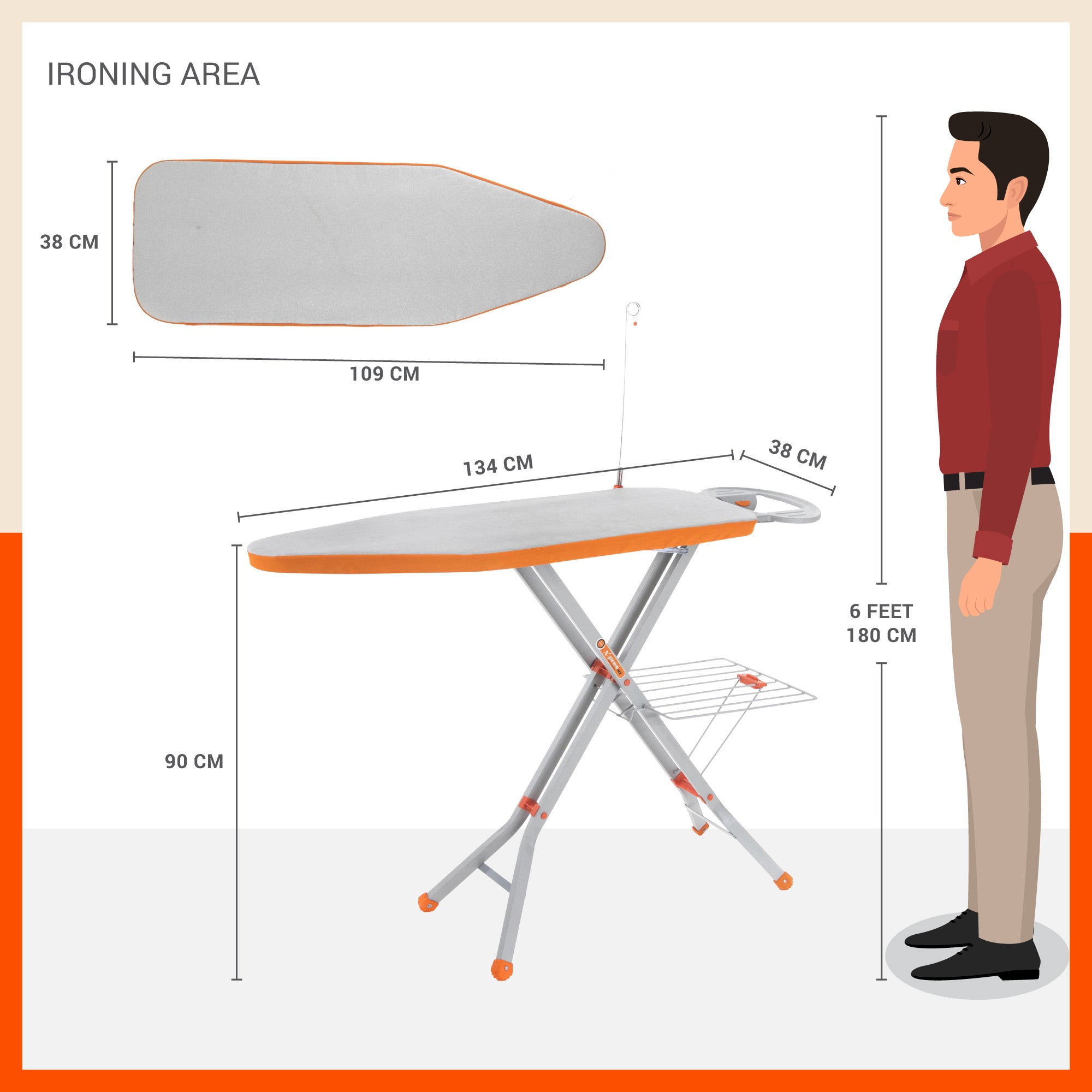 Bathla X-Pres Ace Ironing Board | Foldable & Height Adjustable