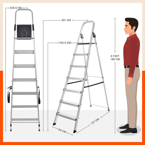 Bathla 7 Feet Aluminium Ladder | 7 Step Ladder – Bathla Home