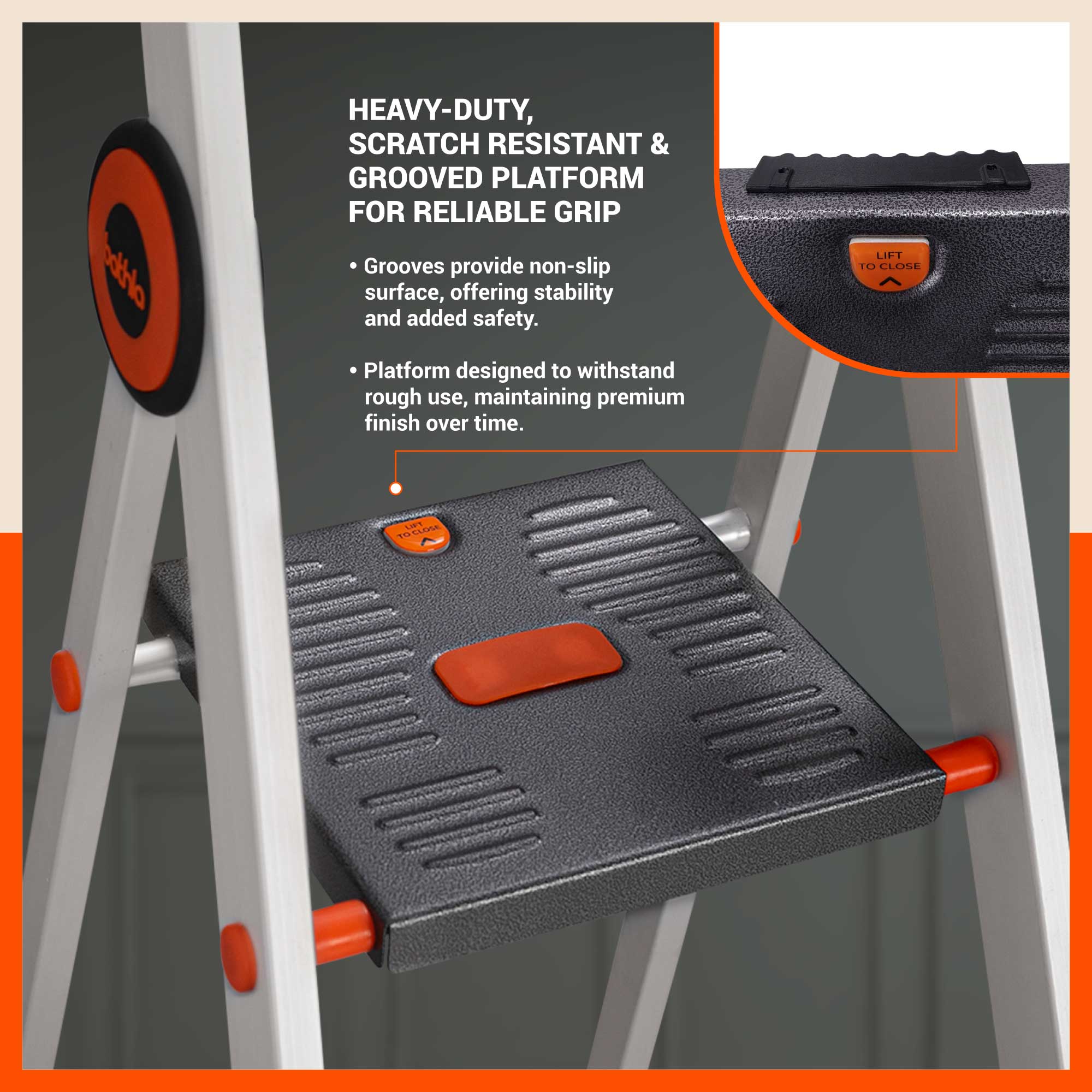Bathla Advance Pro 3-Step Foldable Aluminium Ladder for Home | Heavy Duty & Anti-Slip Steps | 7 Year Manufacturer Warranty