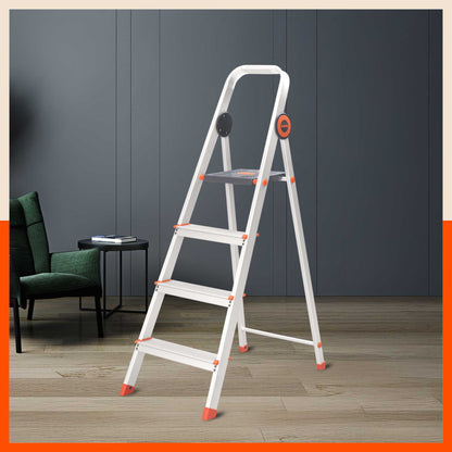 Bathla Advance Pro 4-Step Foldable Aluminium Ladder for Home | Heavy Duty & Anti-Slip Steps | 7 Year Manufacturer Warranty
