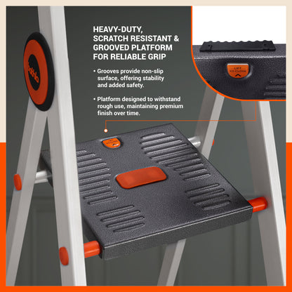 Bathla Advance Pro 7-Step Foldable Aluminium Ladder for Home | Heavy Duty & Anti-Slip Steps | 7 Year Manufacturer Warranty