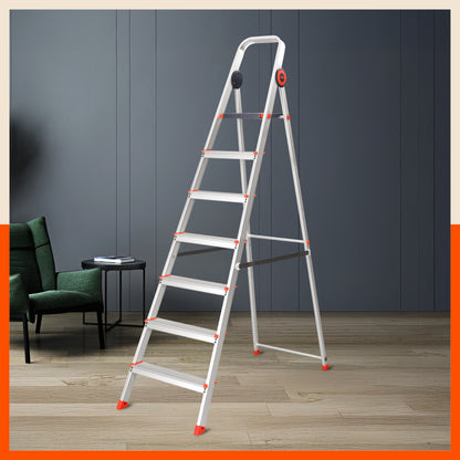Bathla Advance Pro 7-Step Foldable Aluminium Ladder for Home | Heavy Duty & Anti-Slip Steps | 7 Year Manufacturer Warranty
