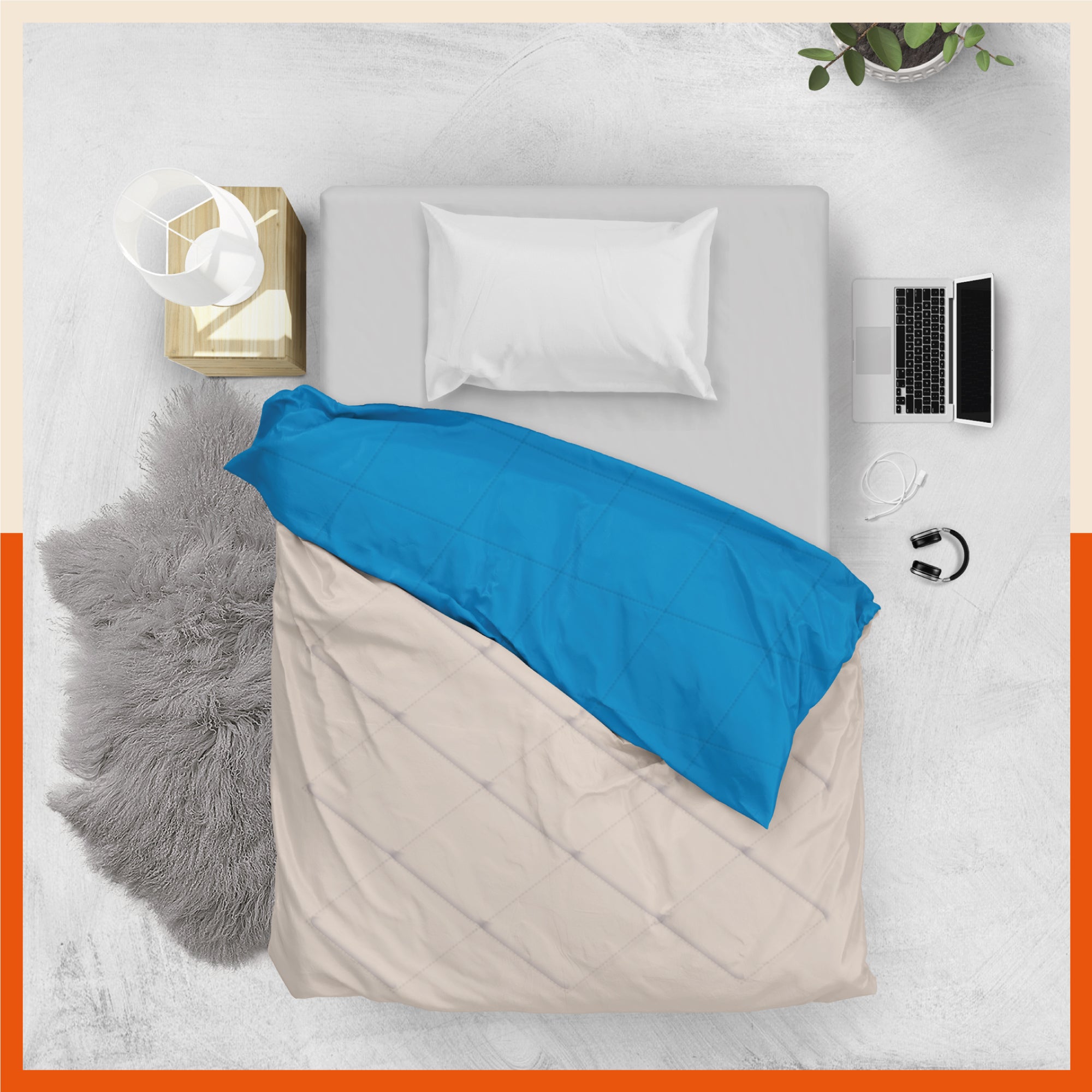 ELVA Reversible Microfiber Comforter / Blanket / Quilt / Duvet For Home | Single â€“ Beige & Blue - 200 GSM