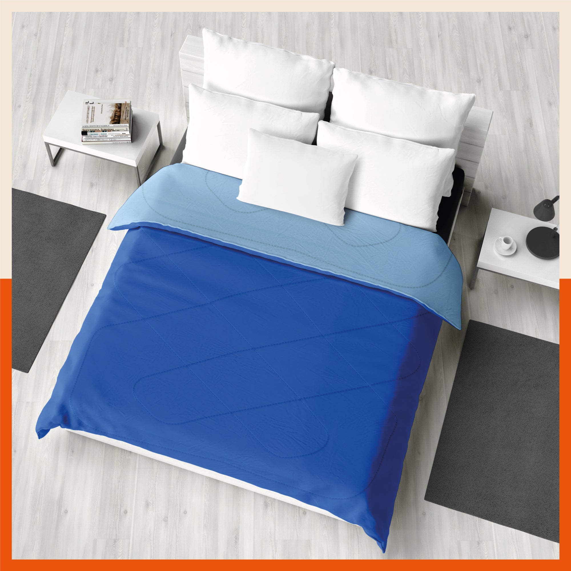 ELVA Reversible Microfiber Comforter / Blanket / Quilt / Duvet For Home | Double â€“ Sky Blue & Blue - 200 GSM