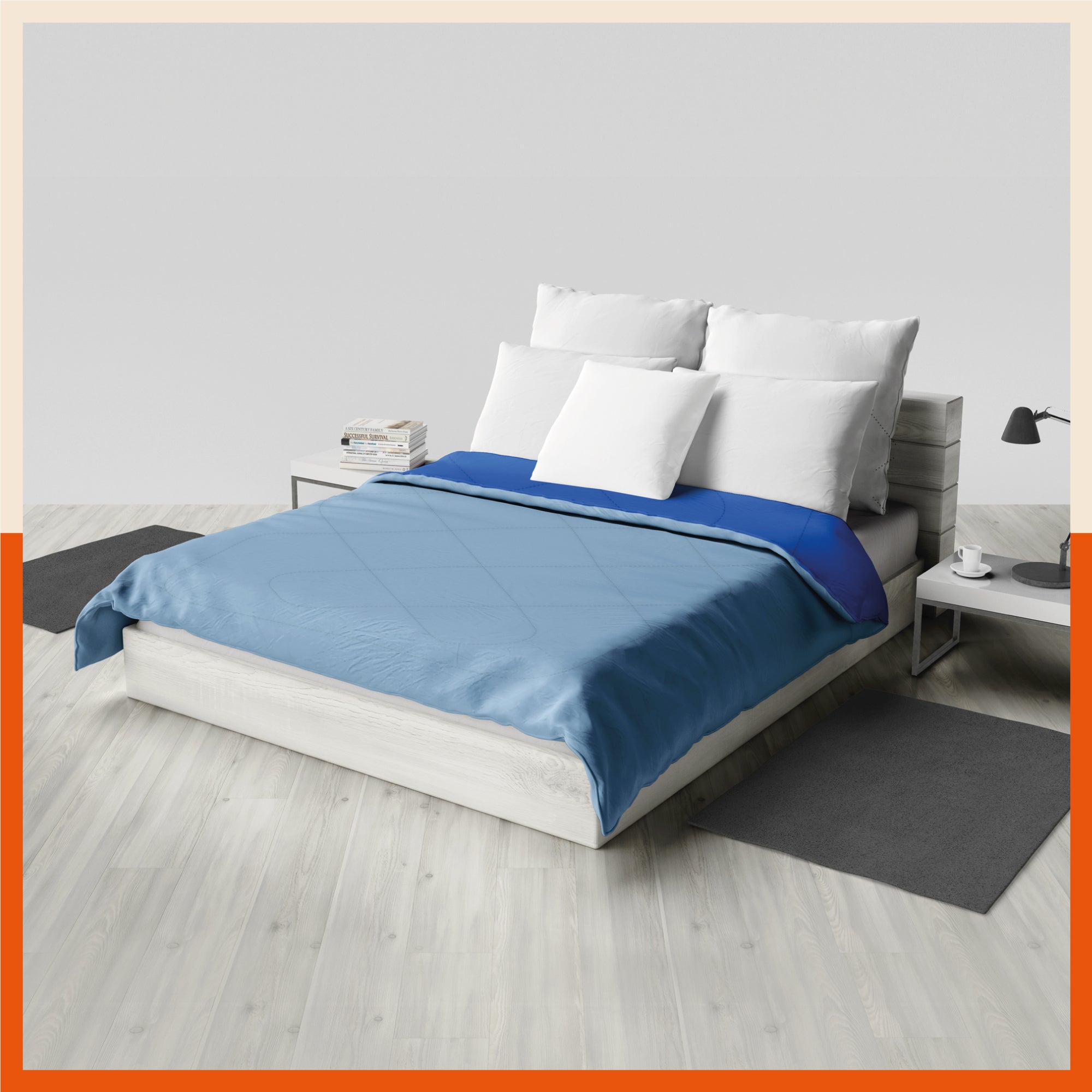 ELVA Reversible Microfiber Comforter / Blanket / Quilt / Duvet For Home | Double â€“ Sky Blue & Blue - 200 GSM