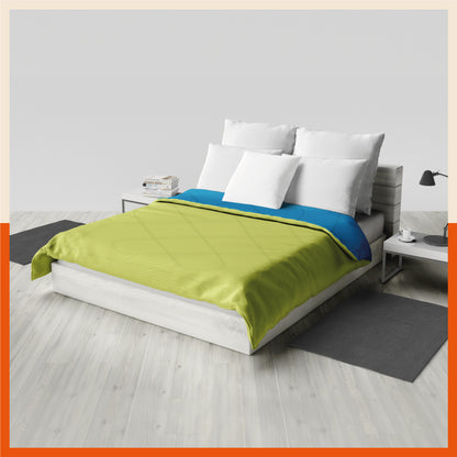 ELVA Reversible Microfiber Comforter / Blanket / Quilt / Duvet For Home | Double â€“ Blue & Lime - 200 GSM