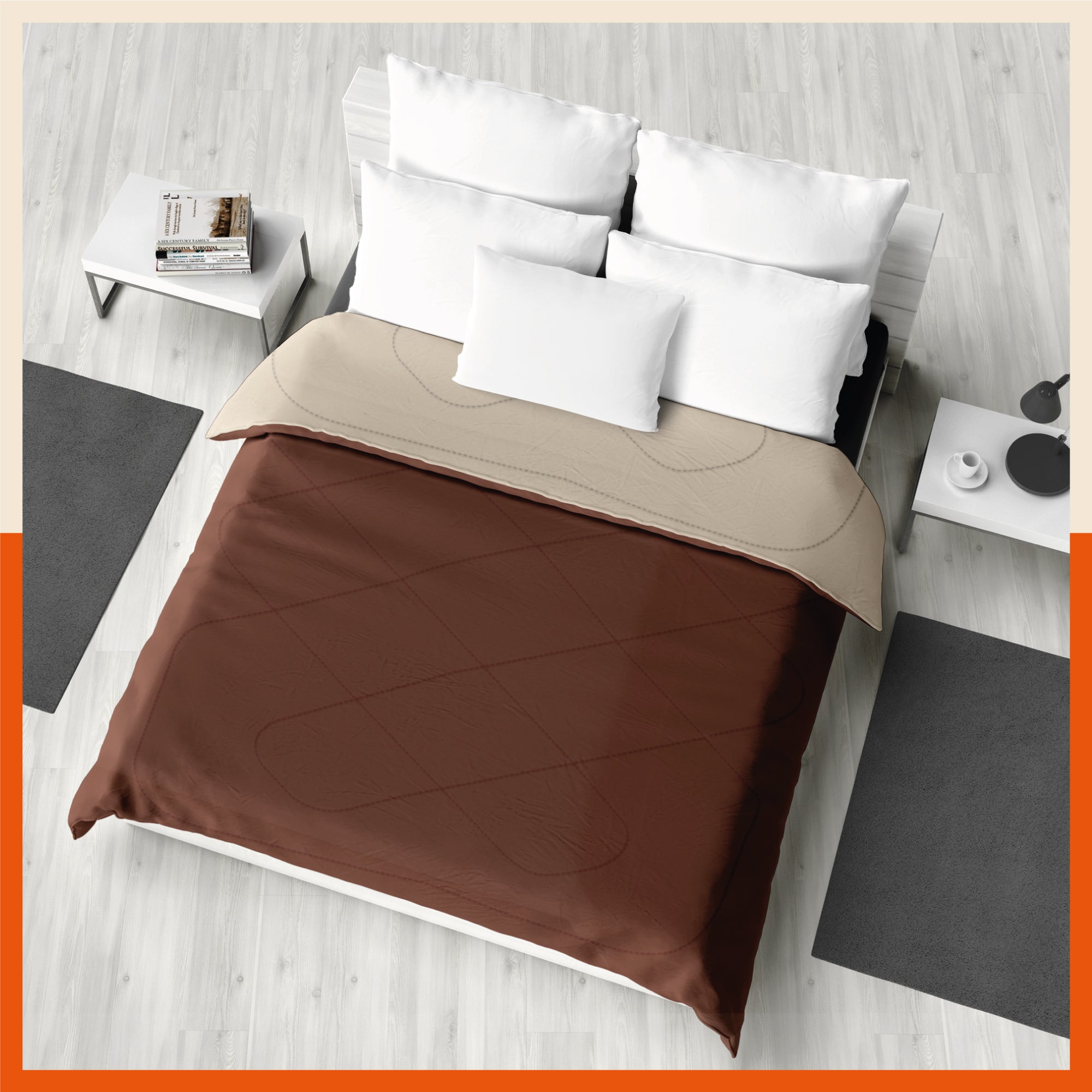 ELVA Reversible Microfiber Comforter / Blanket / Quilt / Duvet For Home | Double â€“ Brown & Beige - 200 GSM