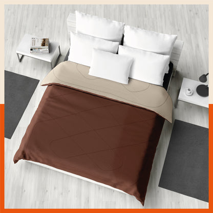ELVA Reversible Microfiber Comforter / Blanket / Quilt / Duvet For Home | Double â€“ Brown & Beige - 200 GSM