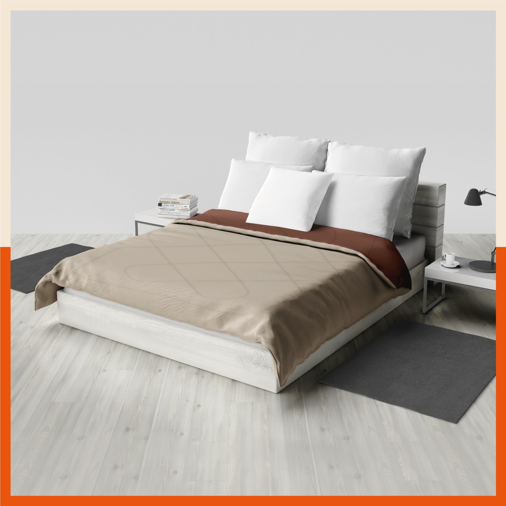 ELVA Reversible Microfiber Comforter / Blanket / Quilt / Duvet For Home | Double â€“ Brown & Beige - 200 GSM