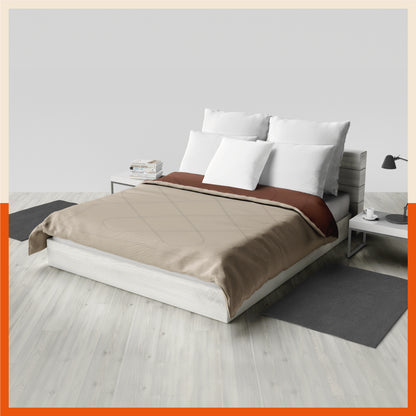 ELVA Reversible Microfiber Comforter / Blanket / Quilt / Duvet For Home | Double â€“ Brown & Beige - 200 GSM