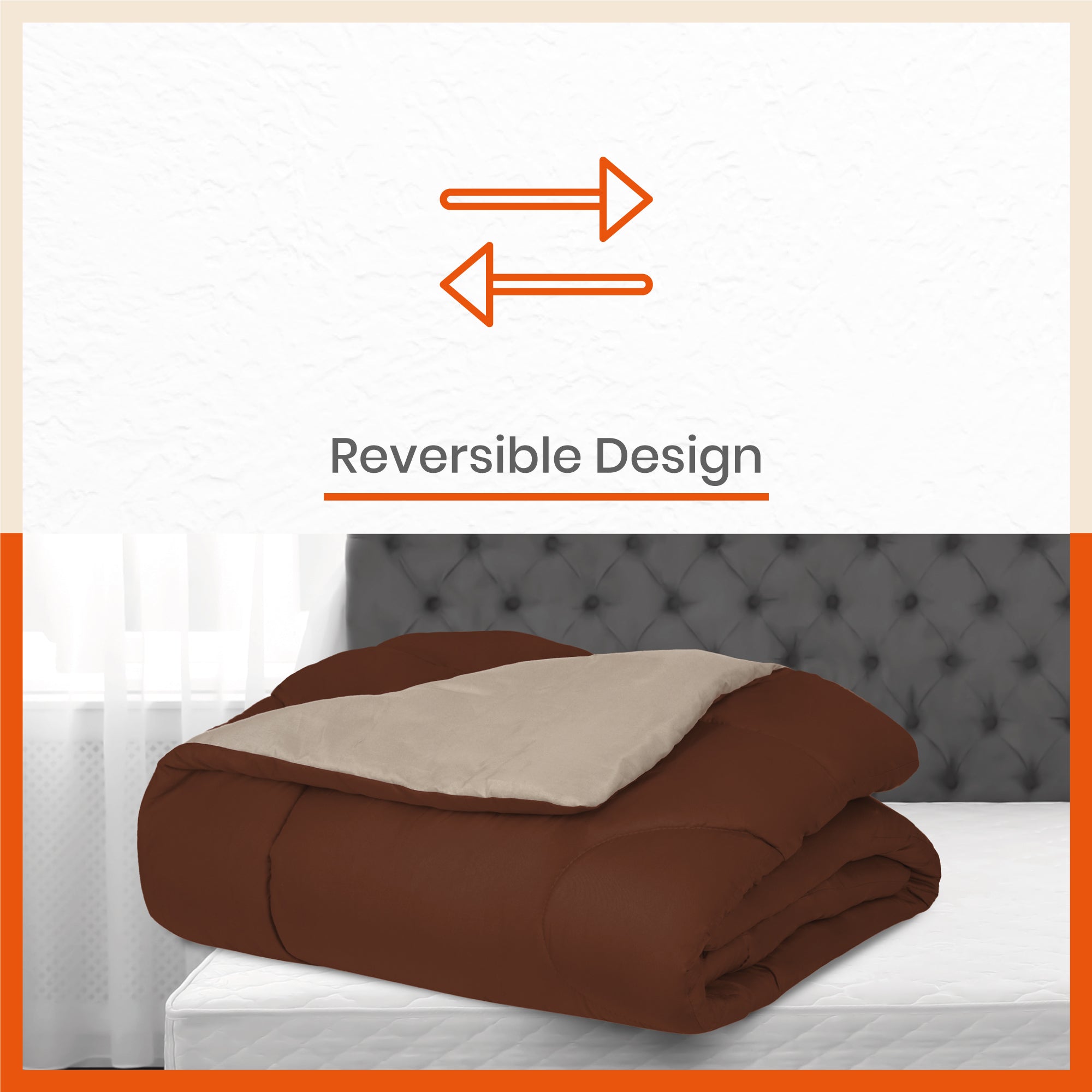 ELVA Reversible Microfiber Comforter / Blanket / Quilt / Duvet For Home | Double â€“ Brown & Beige - 200 GSM