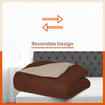 ELVA Reversible Microfiber Comforter / Blanket / Quilt / Duvet For Home | Double â€“ Brown & Beige - 200 GSM