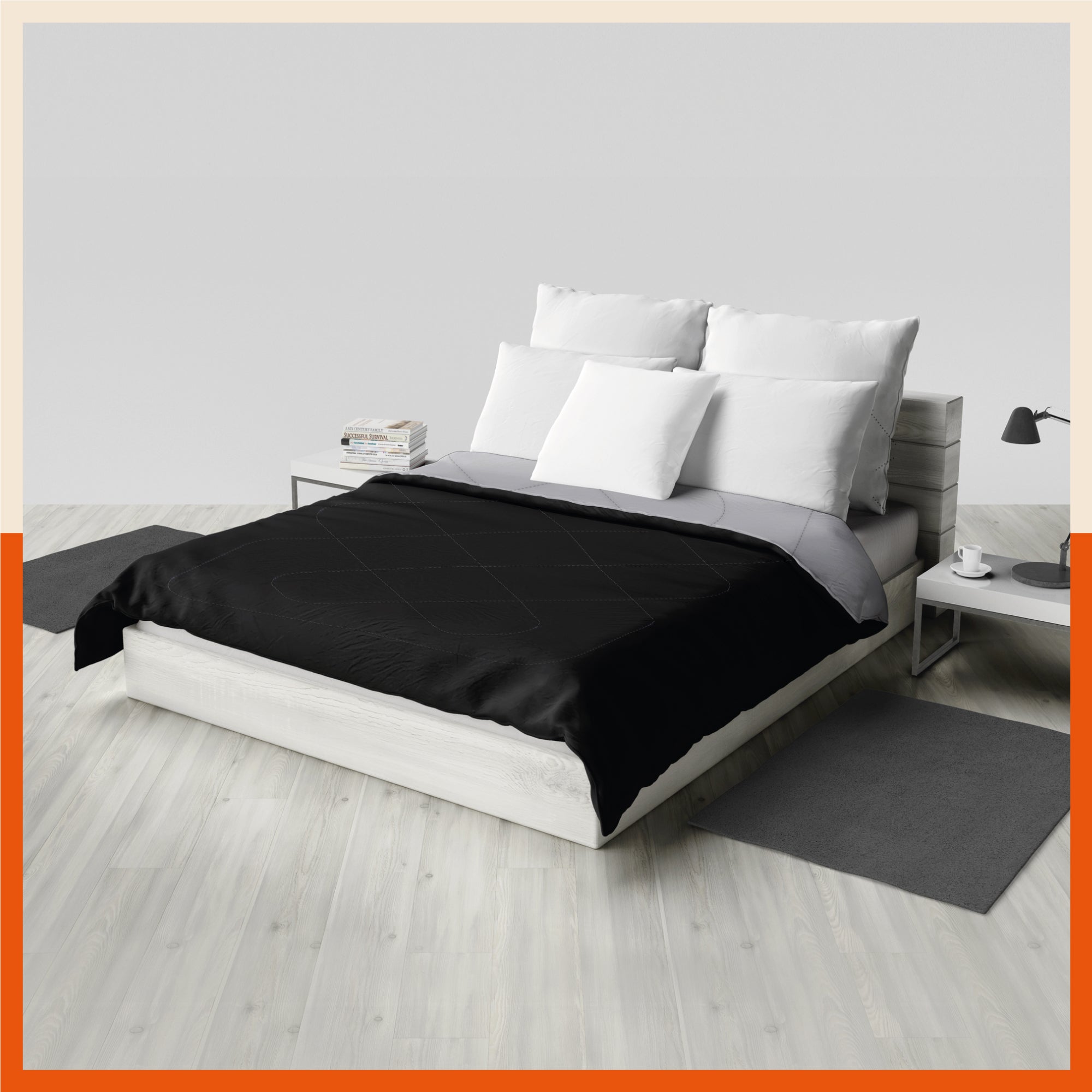 ELVA Reversible Microfiber Comforter / Blanket / Quilt / Duvet For Home | Double â€“ Black & Grey - 200 GSM