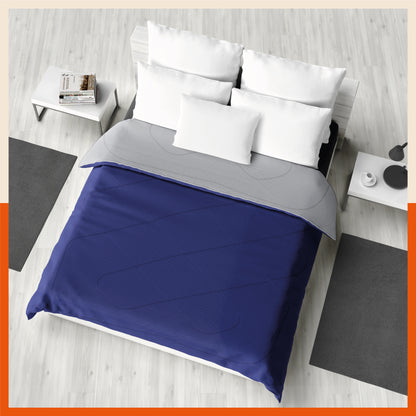 ELVA Reversible Microfiber Comforter / Blanket / Quilt / Duvet For Home | Double â€“ Navy & Grey - 200 GSM
