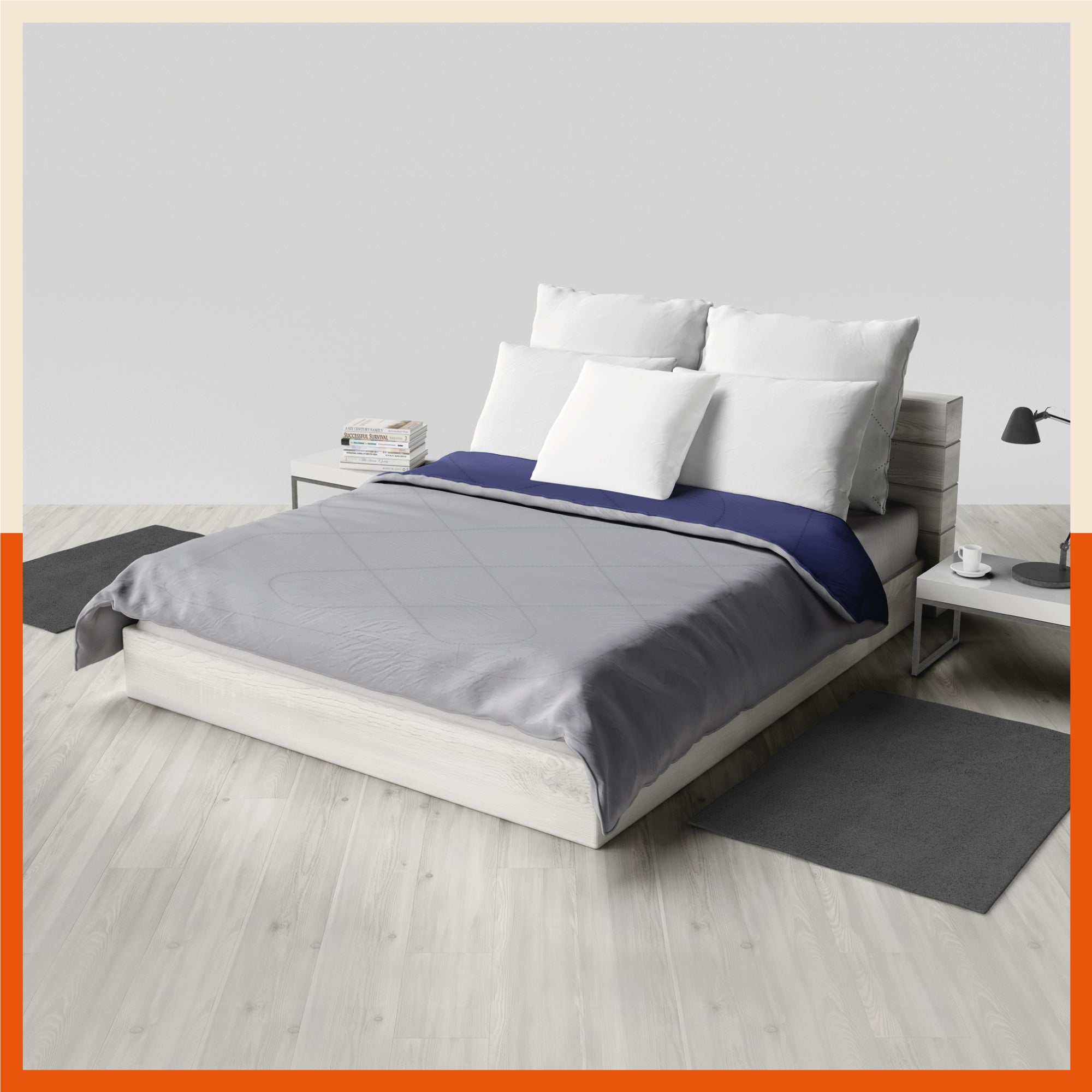 ELVA Reversible Microfiber Comforter / Blanket / Quilt / Duvet For Home | Double â€“ Navy & Grey - 200 GSM