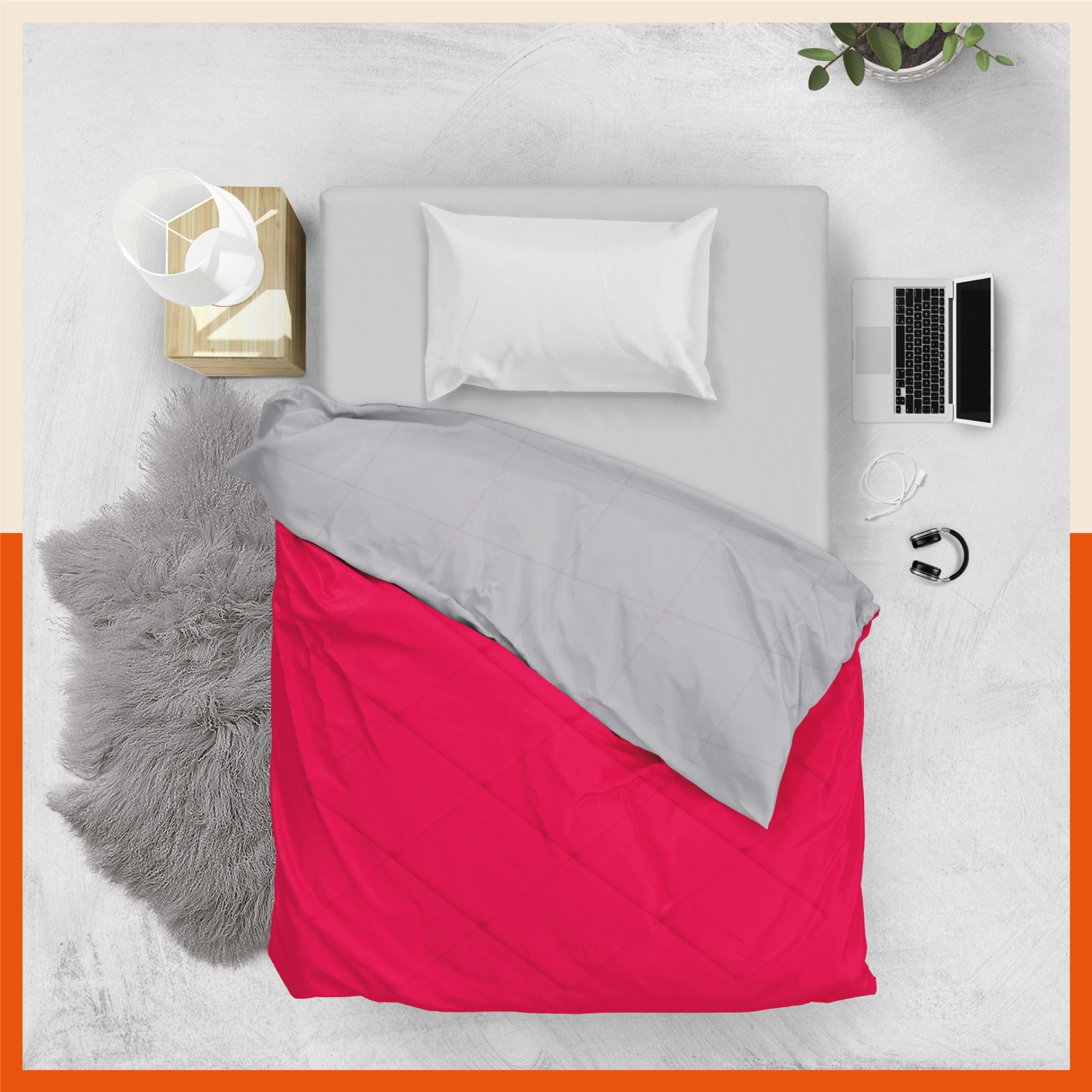 ELVA Reversible Microfiber Comforter / Blanket / Quilt / Duvet For Home | Single â€“ Pink & Grey - 200 GSM