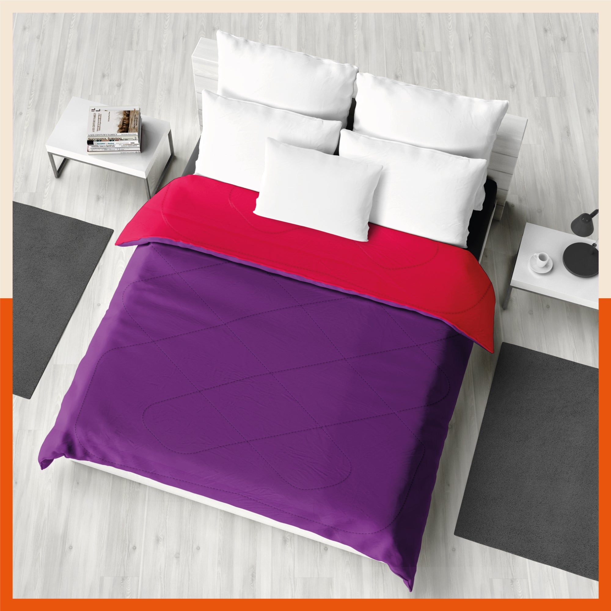 ELVA Reversible Microfiber Comforter / Blanket / Quilt / Duvet For Home | Double â€“ Red & Purple - 200 GSM