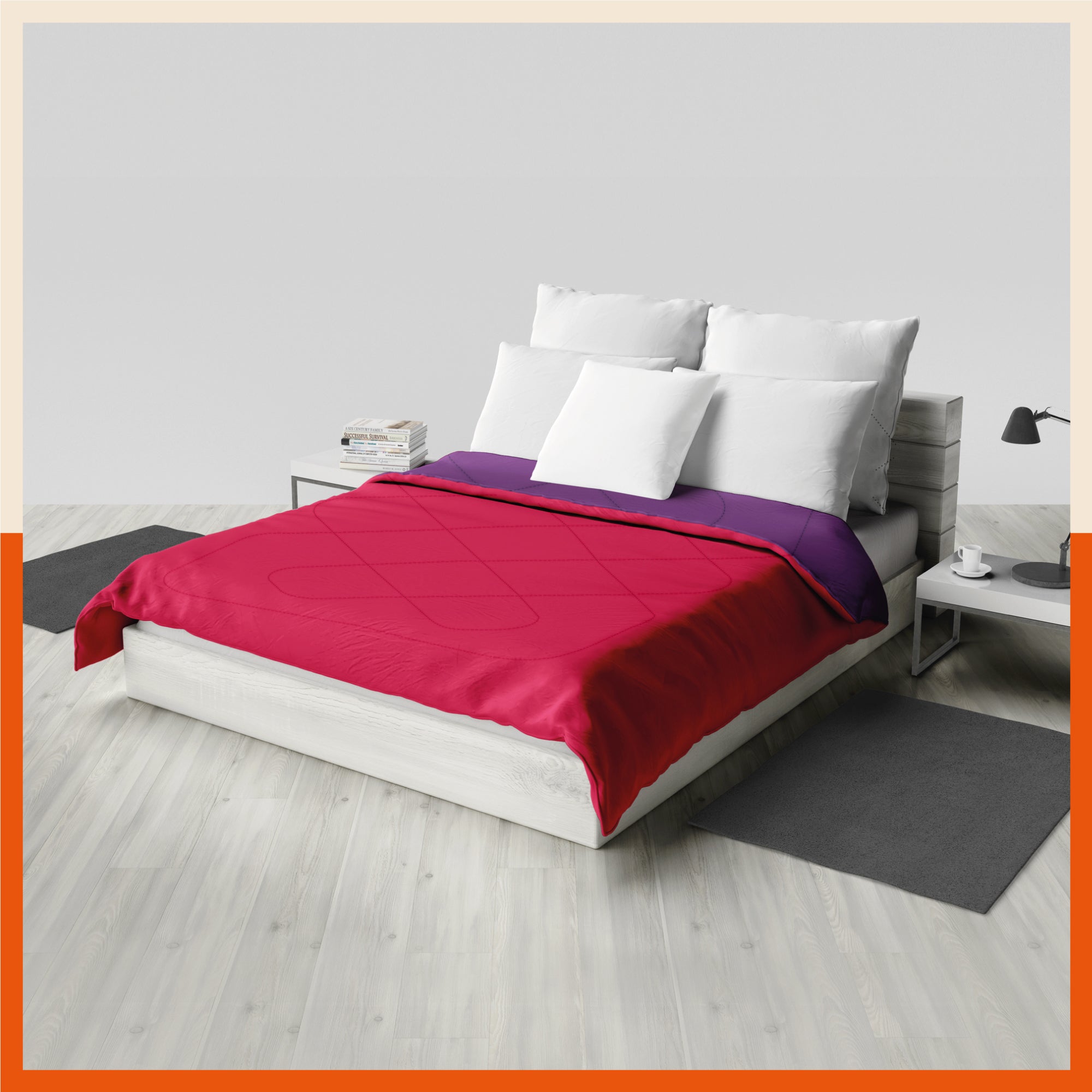 ELVA Reversible Microfiber Comforter / Blanket / Quilt / Duvet For Home | Double â€“ Red & Purple - 200 GSM