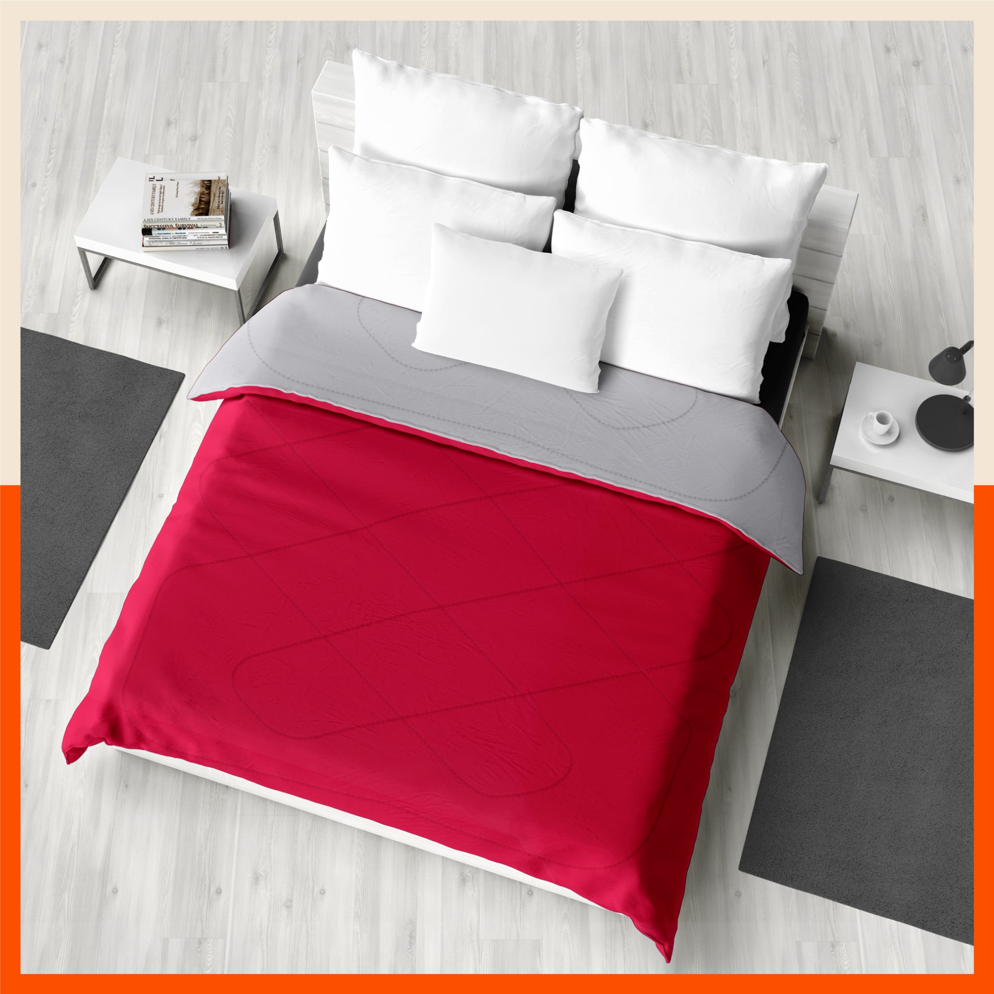 ELVA Reversible Microfiber Comforter / Blanket / Quilt / Duvet For Home | Double â€“ Red & Grey - 200 GSM