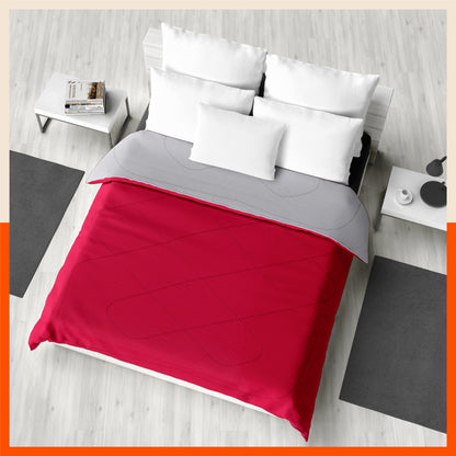 ELVA Reversible Microfiber Comforter / Blanket / Quilt / Duvet For Home | Double â€“ Red & Grey - 200 GSM